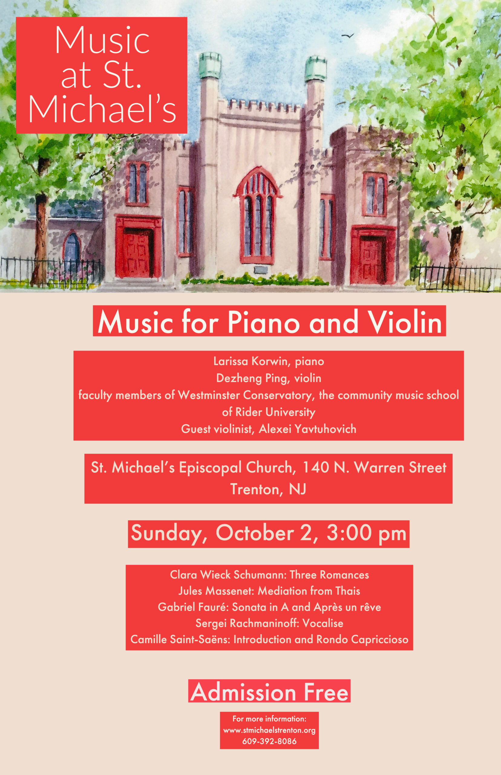 Music at St. Michael's returns Sunday October 2nd at 3:00PM